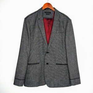 John Varvatos Luxe Men's Sz 44 Notch-Lapel Sportcoat With Piping Gray Wool Blend